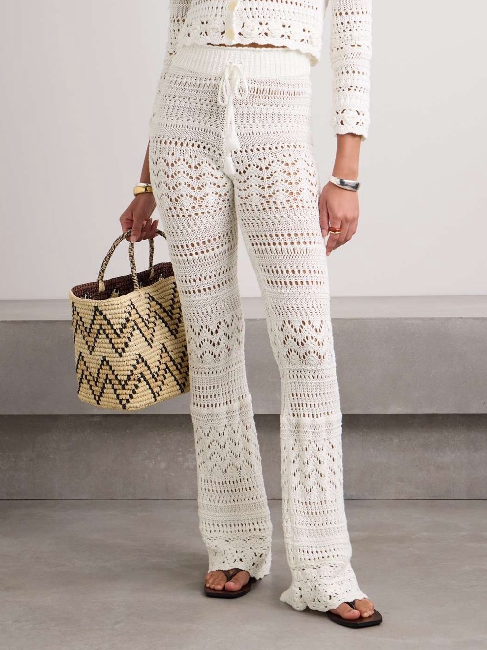 NWT LOVESHACKFANCY Bohemian Charm 
Fosta Crochet White Pants